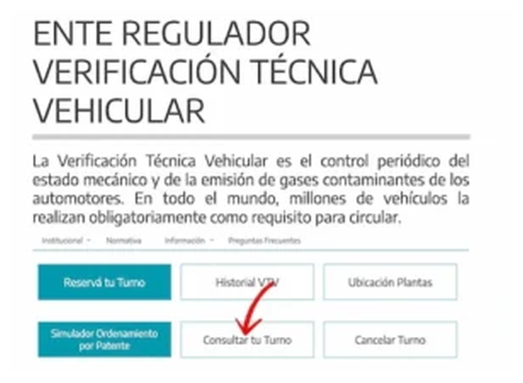 Paso 1 para consultar o cambiar el turno de la VTV en San Nicolas